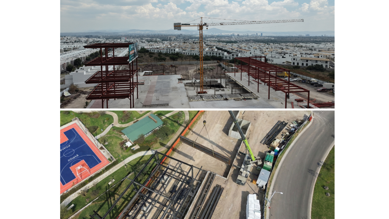 Estructura metálica y trabajo técnico en proyecto de construcción